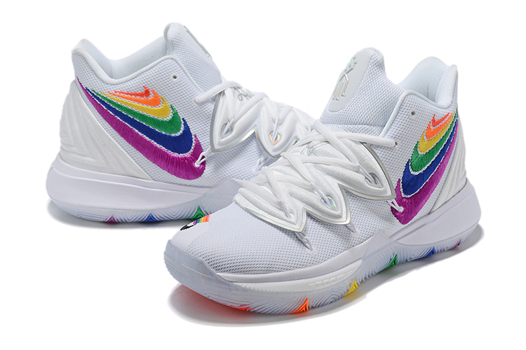 2019 Men Nike Kyrie Irving V White Rainbow Shoes - Click Image to Close